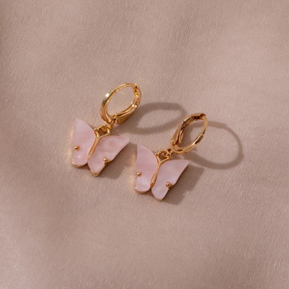 NEW 💎 Pink Butterfly Earrings and Necklace set - Picture 4 of 5